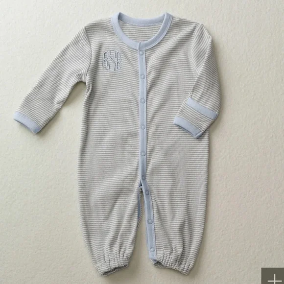 Restoration Hardware baby & child striped convertible gown to footless one-piece